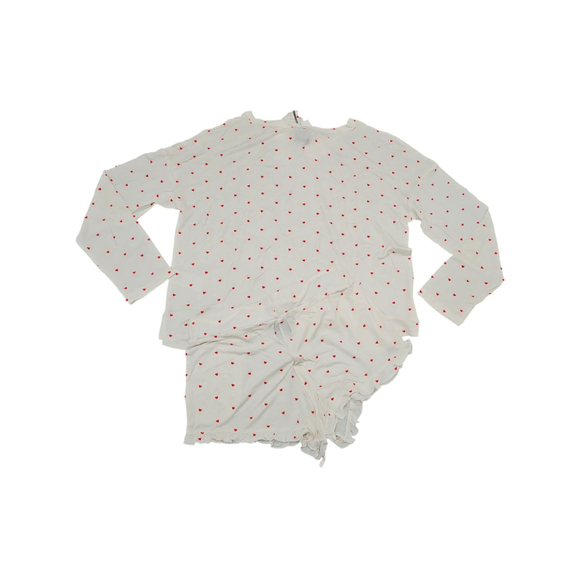 Revolve Plush Pajama Set Size S White Red Heart Print - Picture 7 of 8